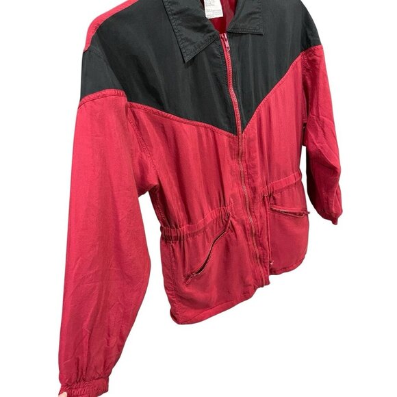 Vintage Silk Exchange Jacket Women's Small Oversized Jacket With Drawstring - Picture 3 of 5